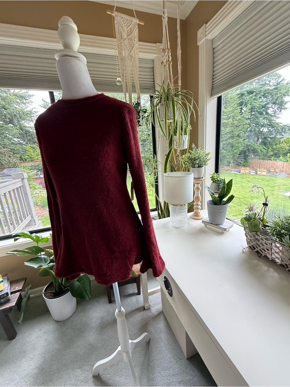 Anthropologie Cozy Crewneck Sweater in Deep Burgundy